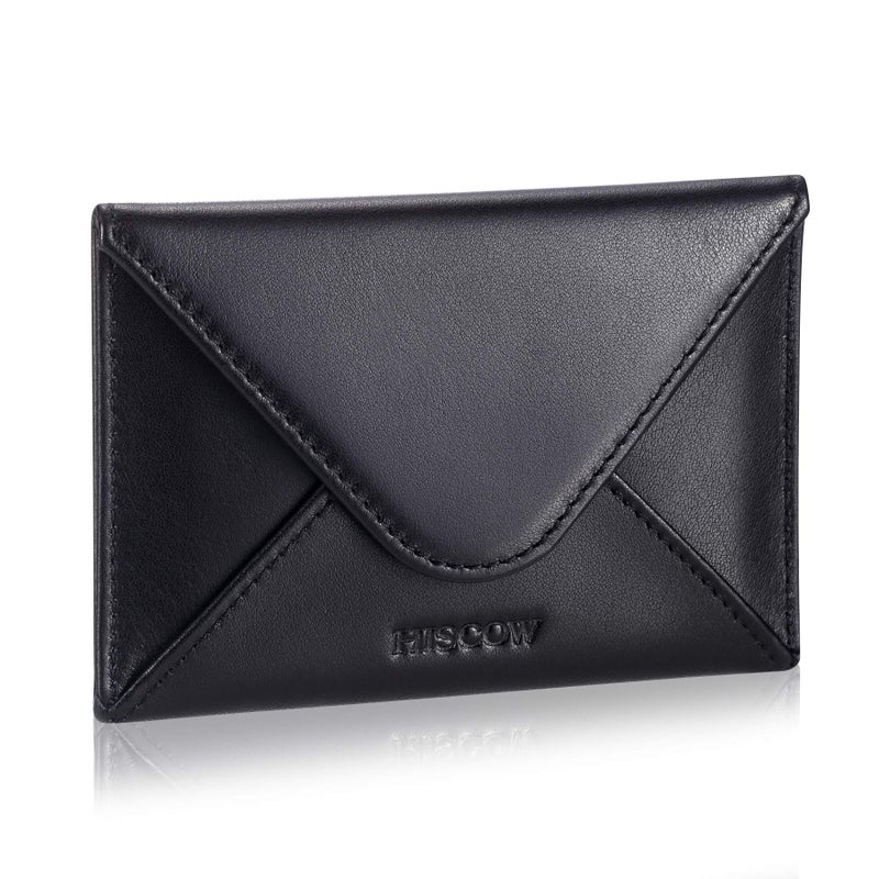 HISCOW Envelope Business Card Case with Magnet Closure - Italian Calfskin (Black) - Image 3